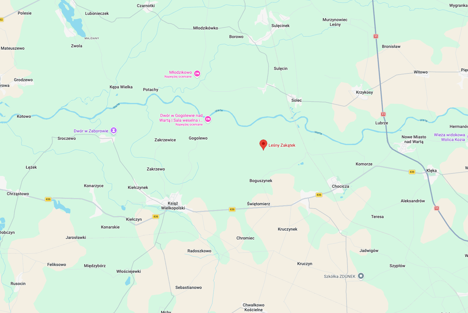 Mapa okolicy Leśnego Zakątka